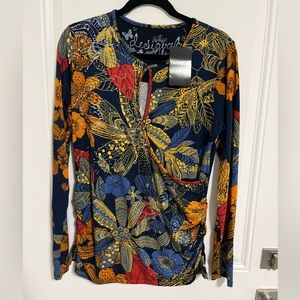 NWT - Desigual Women’s Long Sleeve Floral Prints T Shirt - Size XL